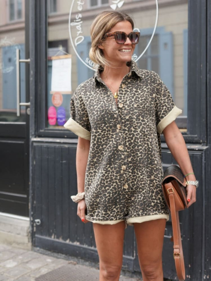 Stella - Cheetah Printed Mini Romper